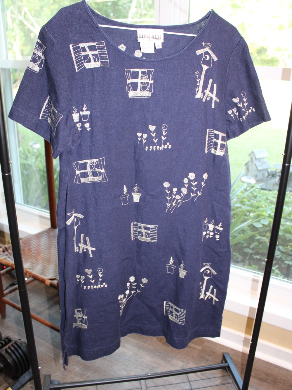 David Dart Sport Navy Graphic Tunic Top | Size Medium | Coastal Art Print